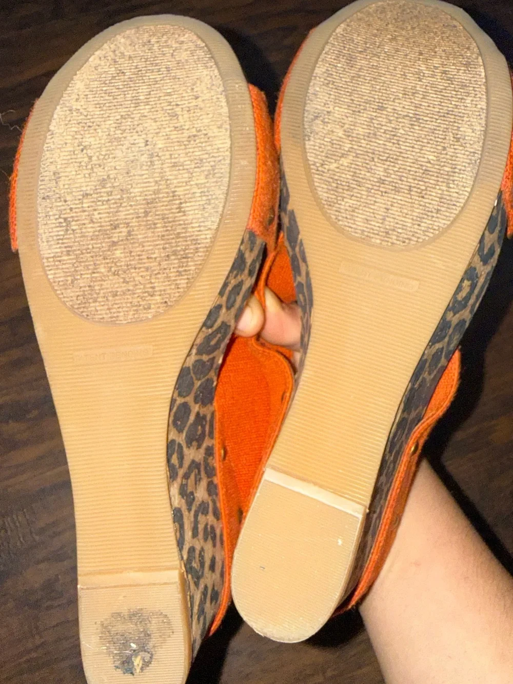 Womens Cross-Band Platform Sandal in Rust with Leopard Footbed